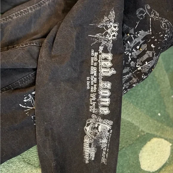 Vintage Y2K Affliction inspired Redzone Black Denim Jacket - Picture 2 of 4